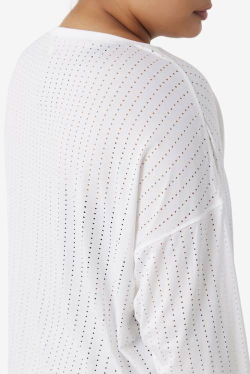 Camiseta Fila Fi-lux Mesh Long Sleeve Top Mujer Blancas | Fila213ID