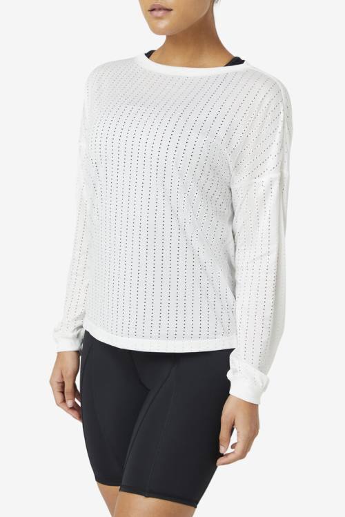 Camiseta Fila Fi-lux Mesh Long Sleeve Top Mujer Blancas | Fila547LV