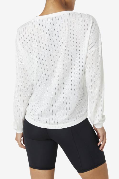 Camiseta Fila Fi-lux Mesh Long Sleeve Top Mujer Blancas | Fila547LV