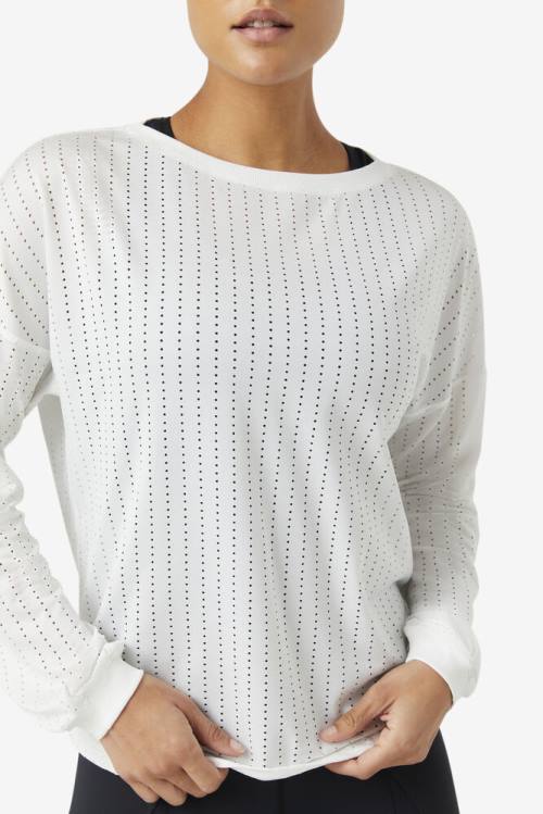 Camiseta Fila Fi-lux Mesh Long Sleeve Top Mujer Blancas | Fila547LV