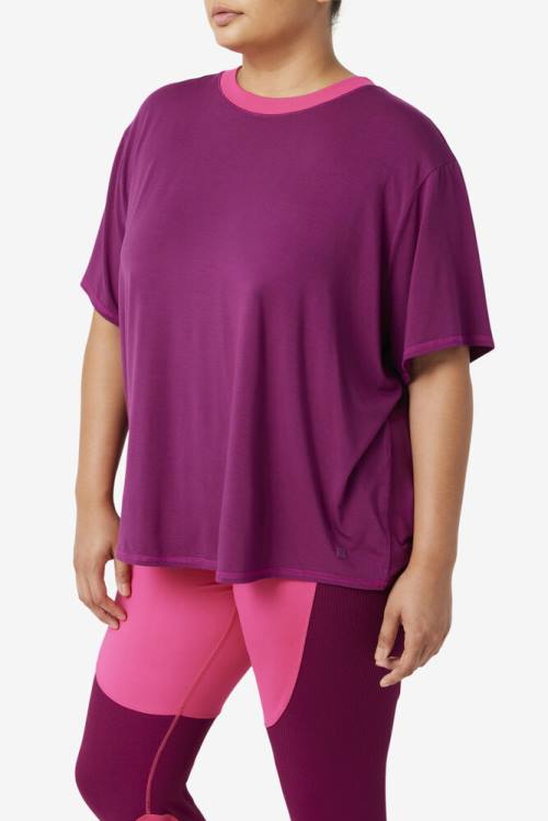 Camiseta Fila Fi-lux Sleeve Top Mujer Moradas | Fila268MN