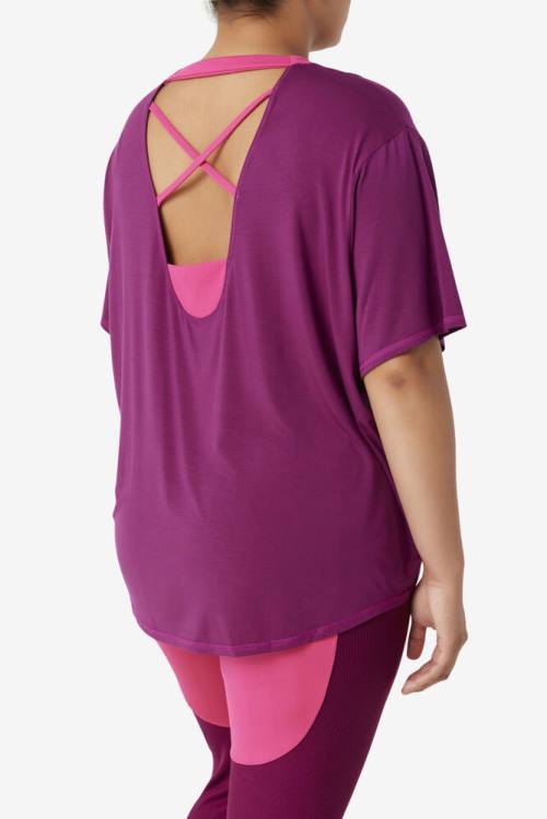 Camiseta Fila Fi-lux Sleeve Top Mujer Moradas | Fila268MN