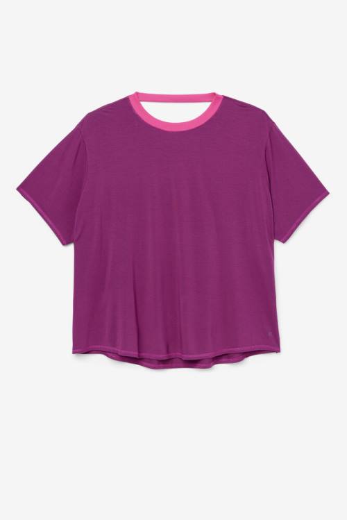 Camiseta Fila Fi-lux Sleeve Top Mujer Moradas | Fila268MN