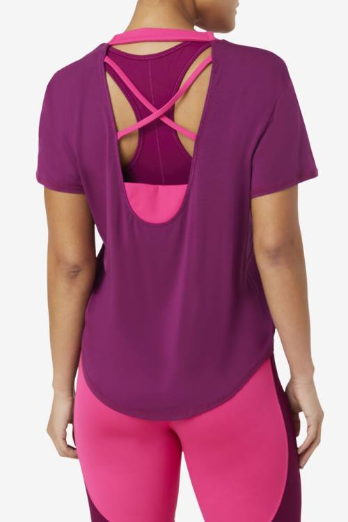 Camiseta Fila Fi-lux Sleeve Top Mujer Moradas | Fila895WU