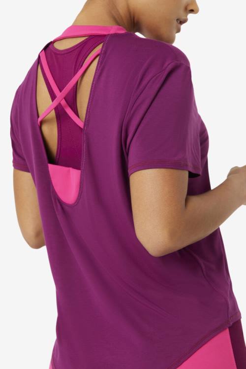 Camiseta Fila Fi-lux Sleeve Top Mujer Moradas | Fila895WU