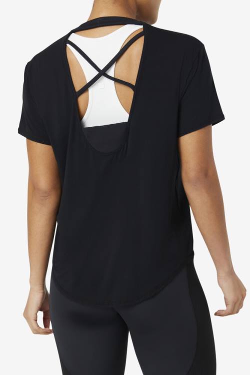 Camiseta Fila Fi-lux Sleeve Top Mujer Negras | Fila416KM