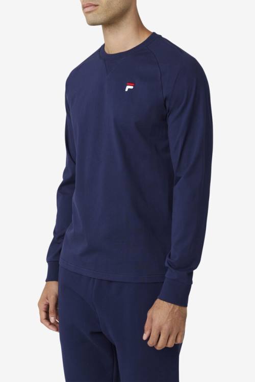 Camiseta Fila Flynn Long Sleeve Tee Hombre Azul Marino | Fila840IV