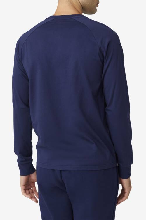 Camiseta Fila Flynn Long Sleeve Tee Hombre Azul Marino | Fila840IV