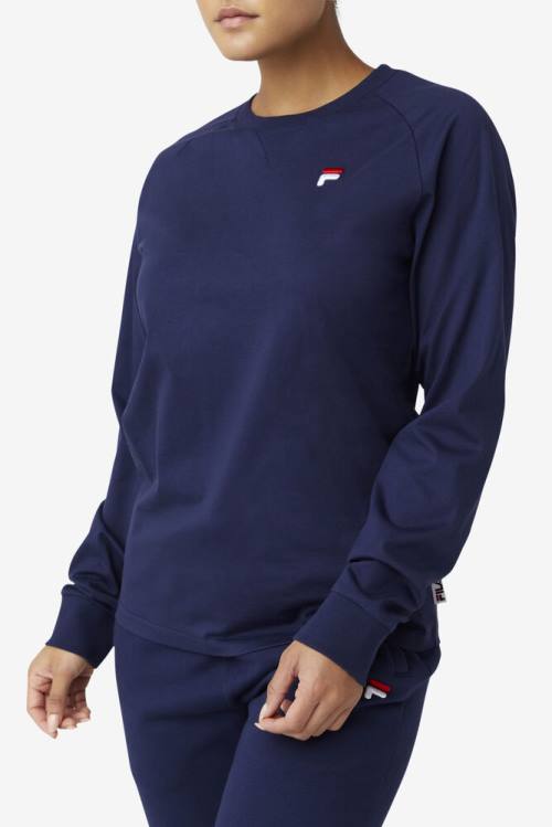 Camiseta Fila Flynn Long Sleeve Tee Hombre Azul Marino | Fila840IV