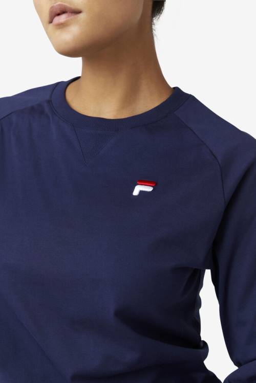 Camiseta Fila Flynn Long Sleeve Tee Hombre Azul Marino | Fila840IV