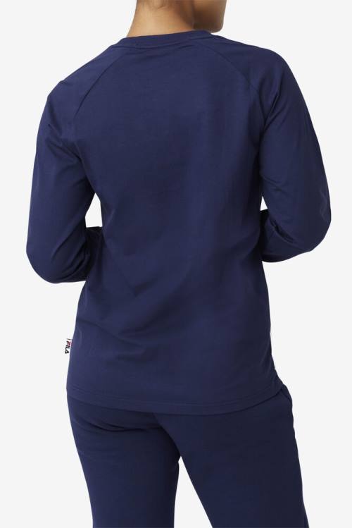 Camiseta Fila Flynn Long Sleeve Tee Hombre Azul Marino | Fila840IV