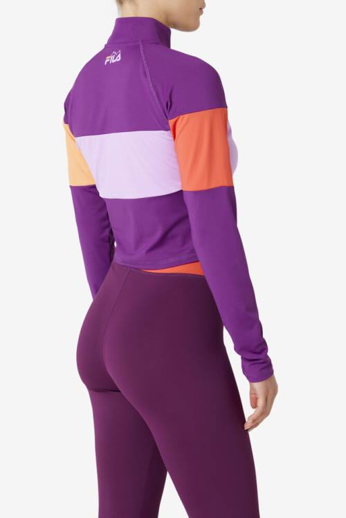 Camiseta Fila Jaida Based Layer Half Zip Mujer Moradas | Fila861GZ