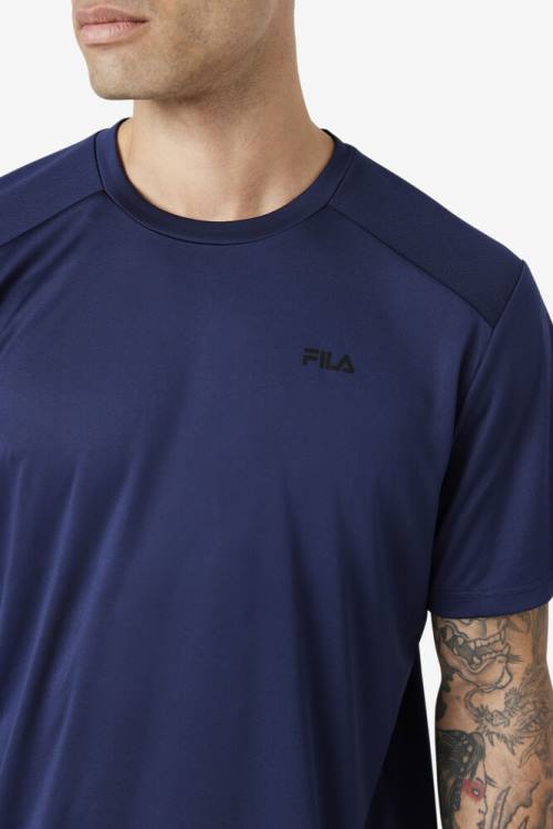 Camiseta Fila Kaab Crew Hombre Azul Marino Negras | Fila598VE