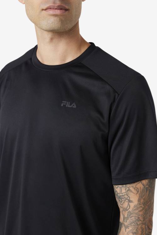 Camiseta Fila Kaab Crew Hombre Negras | Fila235VQ