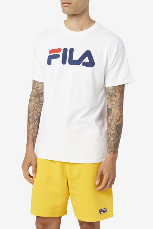 Camiseta Fila Logo Tee Hombre Blancas Azul Marino Rojas | Fila490BZ