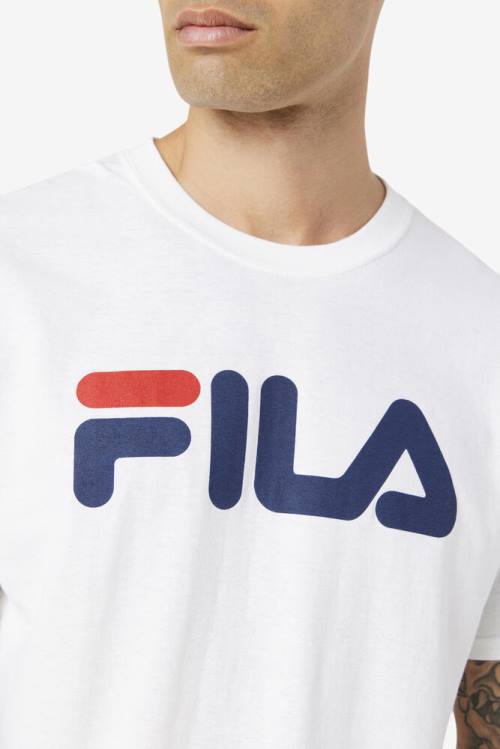 Camiseta Fila Logo Tee Hombre Blancas Azul Marino Rojas | Fila490BZ