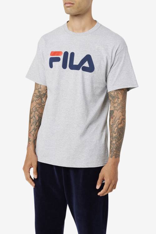 Camiseta Fila Logo Tee Hombre Gris Azul Marino Rojas | Fila281UV