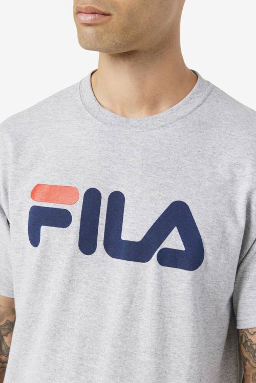 Camiseta Fila Logo Tee Hombre Gris Azul Marino Rojas | Fila281UV