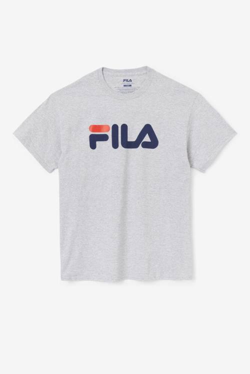 Camiseta Fila Logo Tee Hombre Gris Azul Marino Rojas | Fila281UV