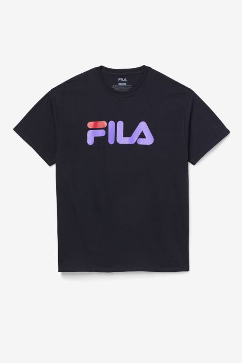 Camiseta Fila Logo Tee Hombre Negras Moradas Rojas | Fila581XD