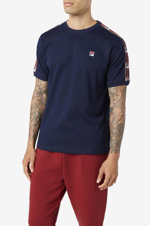 Camiseta Fila Oliver Tee Hombre Azul Marino | Fila857LK