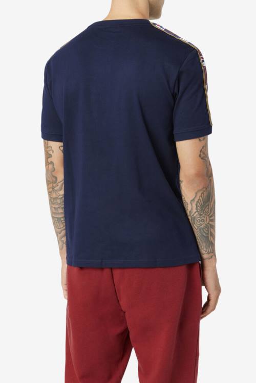 Camiseta Fila Oliver Tee Hombre Azul Marino | Fila857LK