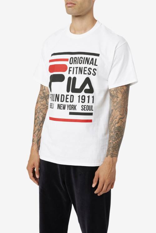 Camiseta Fila Original Fitness Tee Hombre Blancas Negras Rojas | Fila301DU