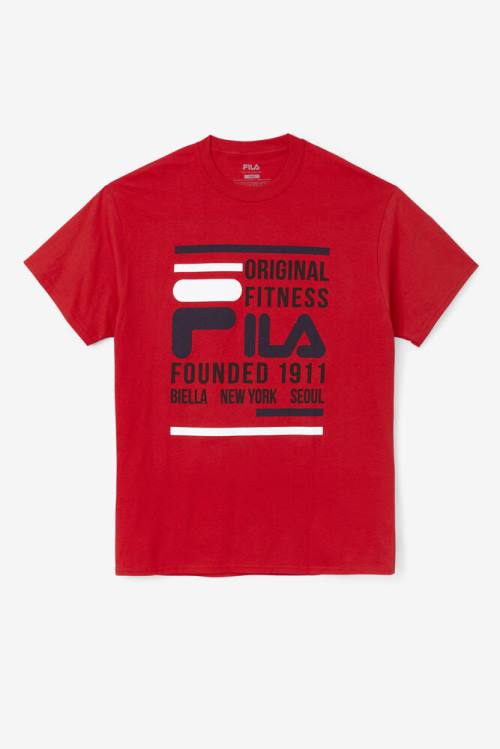 Camiseta Fila Original Fitness Tee Hombre Rojas Azul Marino Blancas | Fila427ZW