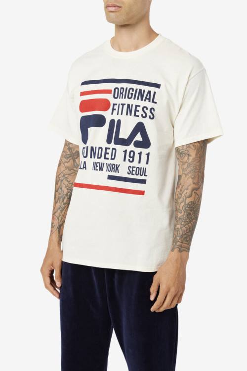 Camiseta Fila Original Fitness Tee Hombre Azul Marino Rojas | Fila705HE