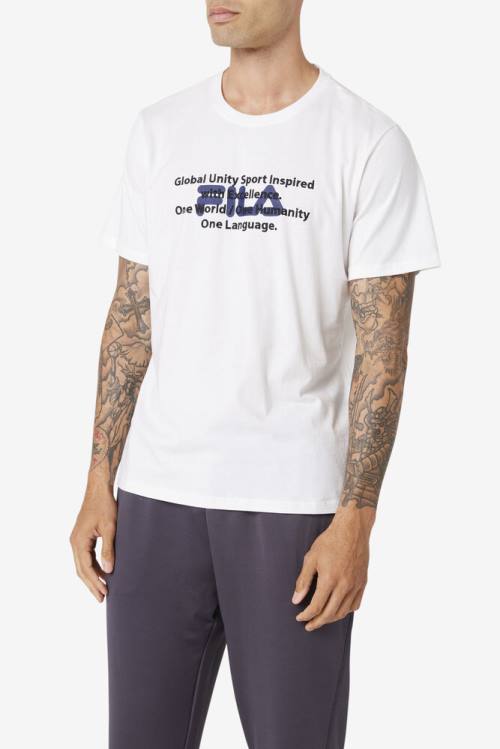 Camiseta Fila Pepacton Tee Hombre Blancas | Fila573RP