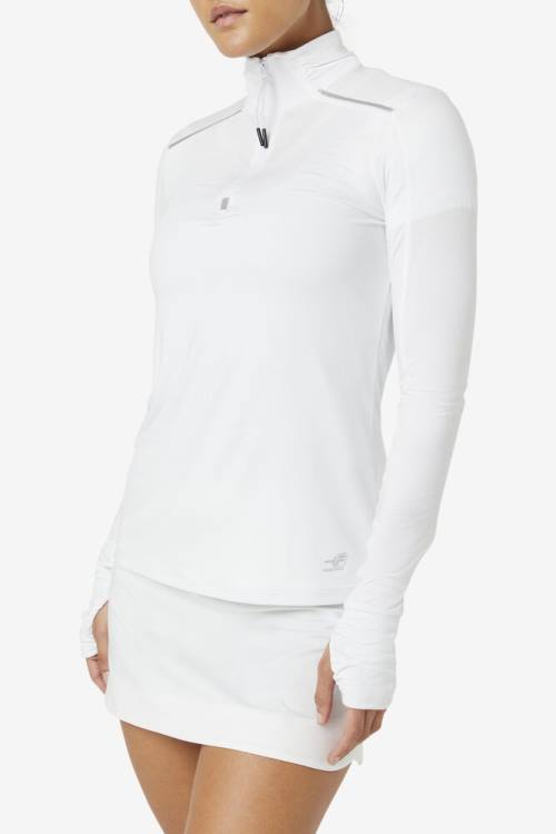 Camiseta Fila Pickleball 1/4 Zip Long Sleeve Mujer Blancas | Fila514ZA