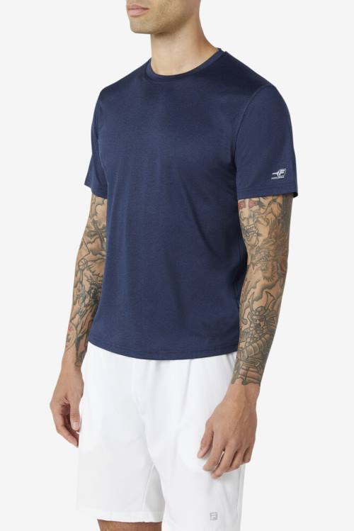 Camiseta Fila Pickleball Scallop Hem Crew Hombre Azul Marino | Fila473NR