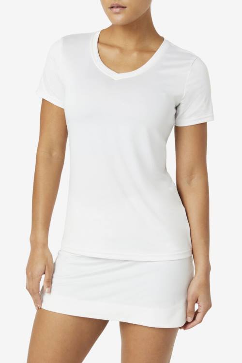 Camiseta Fila Pickleball Silky V-neck Mujer Blancas | Fila017AM