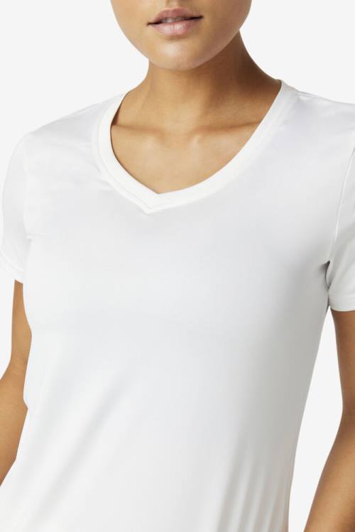 Camiseta Fila Pickleball Silky V-neck Mujer Blancas | Fila017AM