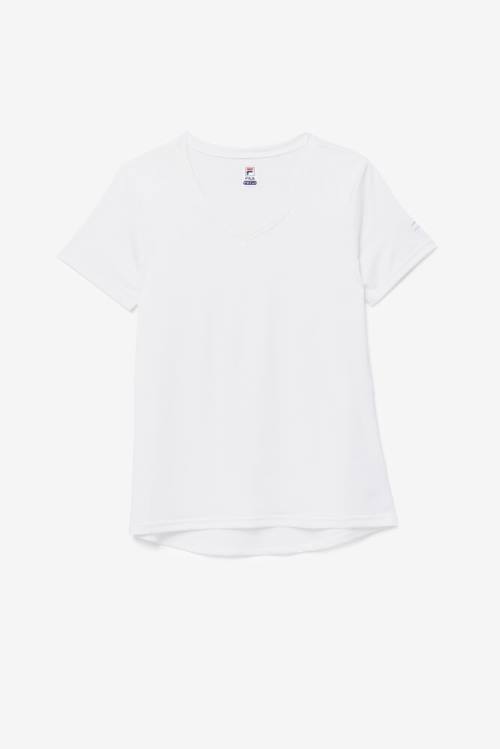 Camiseta Fila Pickleball Silky V-neck Mujer Blancas | Fila017AM