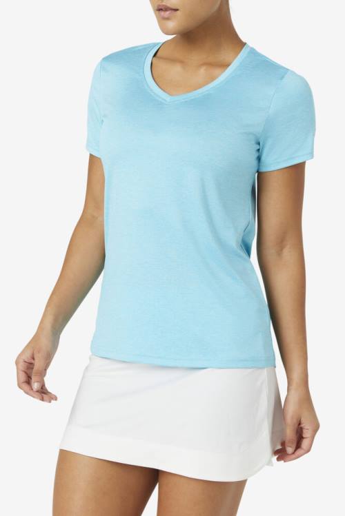 Camiseta Fila Pickleball Silky V-neck Mujer Azules Claro | Fila153RV