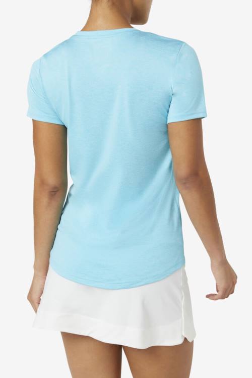 Camiseta Fila Pickleball Silky V-neck Mujer Azules Claro | Fila153RV