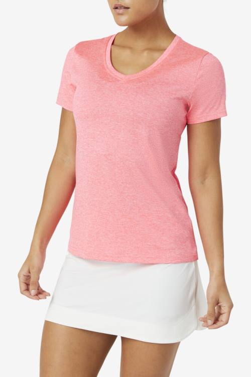 Camiseta Fila Pickleball Silky V-neck Mujer Rosas | Fila182PV