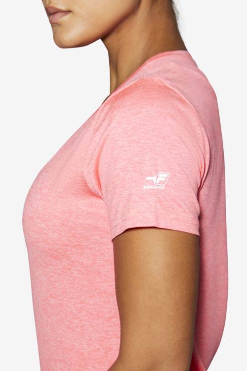 Camiseta Fila Pickleball Silky V-neck Mujer Rosas | Fila182PV