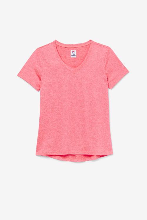 Camiseta Fila Pickleball Silky V-neck Mujer Rosas | Fila182PV