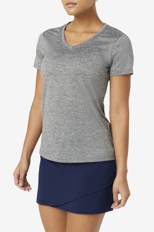 Camiseta Fila Pickleball Silky V-neck Mujer Gris | Fila463EF