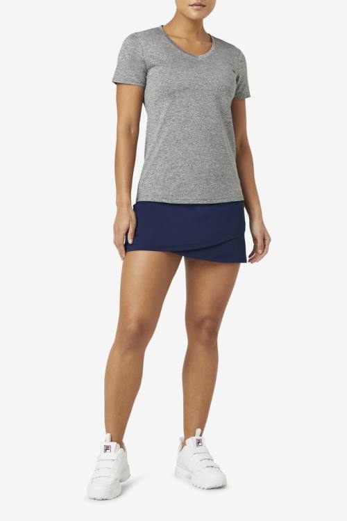 Camiseta Fila Pickleball Silky V-neck Mujer Gris | Fila463EF