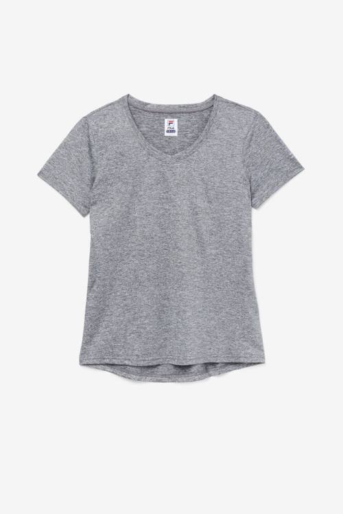 Camiseta Fila Pickleball Silky V-neck Mujer Gris | Fila463EF