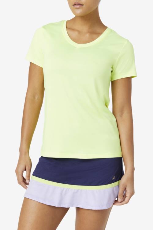 Camiseta Fila Pickleball Silky V-neck Mujer Amarillo | Fila631CL