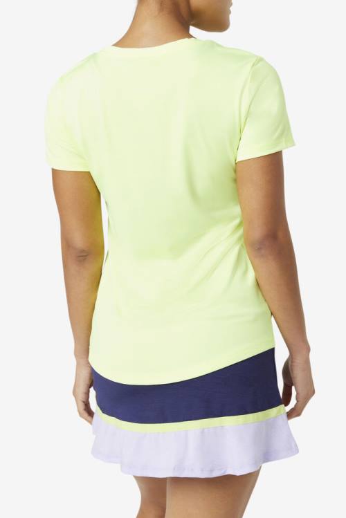 Camiseta Fila Pickleball Silky V-neck Mujer Amarillo | Fila631CL