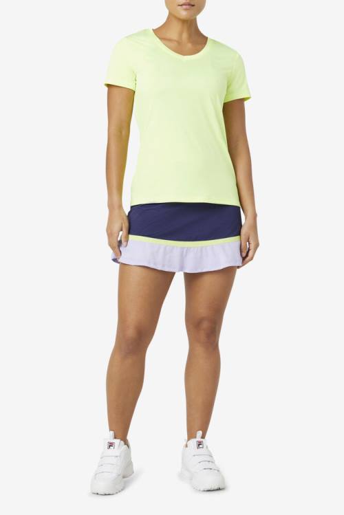 Camiseta Fila Pickleball Silky V-neck Mujer Amarillo | Fila631CL