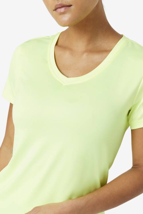 Camiseta Fila Pickleball Silky V-neck Mujer Amarillo | Fila631CL