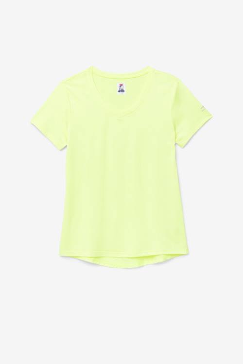 Camiseta Fila Pickleball Silky V-neck Mujer Amarillo | Fila631CL