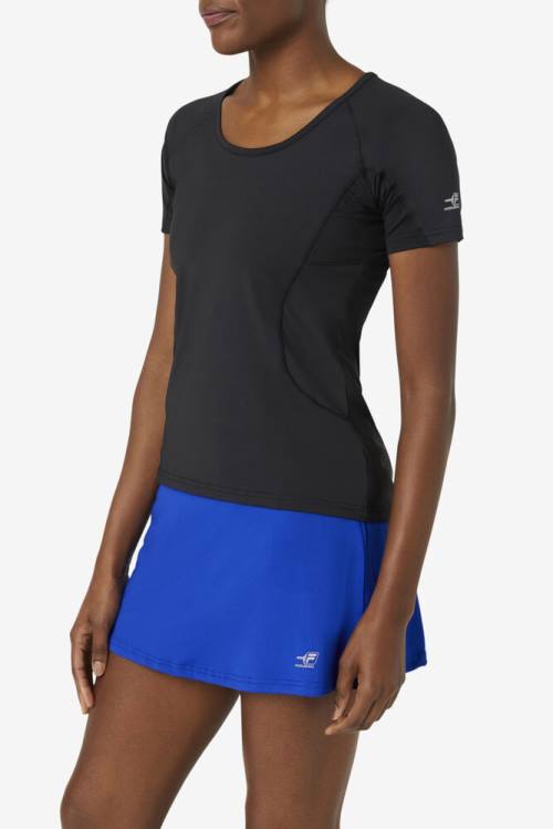 Camiseta Fila Pickleball Sleeve Top Mujer Negras | Fila547VK