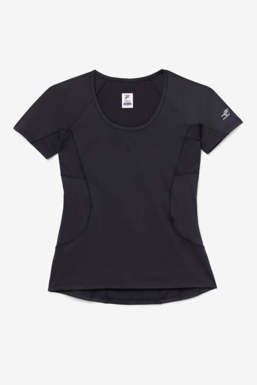 Camiseta Fila Pickleball Sleeve Top Mujer Negras | Fila547VK